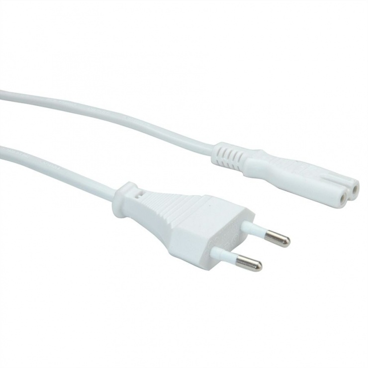 Cablu de alimentare Euro la IEC C7 (casetofon) 2 pini 1m Alb, Value 19.99.2090 conectica.ro